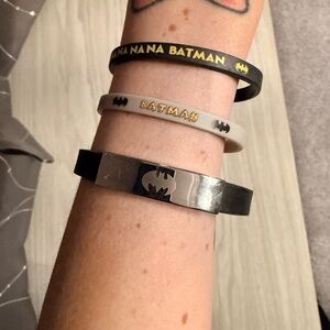 Batman Black, White, and Silver Bracelets